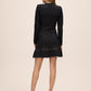 Black/Silver Lurex Boucle Sweater Mini Dress - Back View - Le Chateau