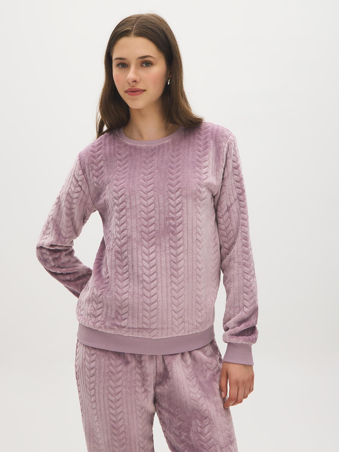 Lalic Braid Pattern PJ Set - Front View - Suzy Shier