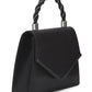 Black Woven Lurex Bag with Jeweled Top Handle - Side Profile View - Le Chateau