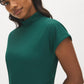Forest Biome Ribbed Dolman Sleeve Mock Neck Top - Close-up Fabric Detail - Suzy Shier