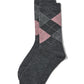 Grey/Pink Knit Argyle Socks - Classic Patterned Cotton Blend Socks - Suzy Shier