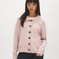 Burnish Lilac Wide Collar Button-Front Cardigan - Woman Wearing Ribbed Knit Sweater - Suzy Shier