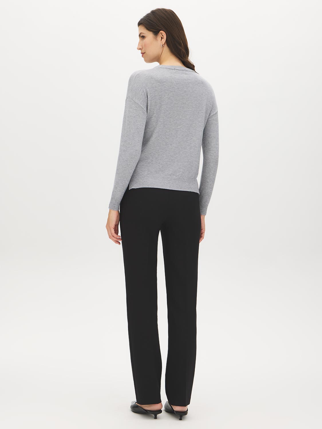 Light Grey Bead Embellished Knit Sweater - Back View - Suzy Shier
