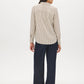 Winter White and Bison Stripe Twill Oversized Blouse - Back View - Suzy Shier