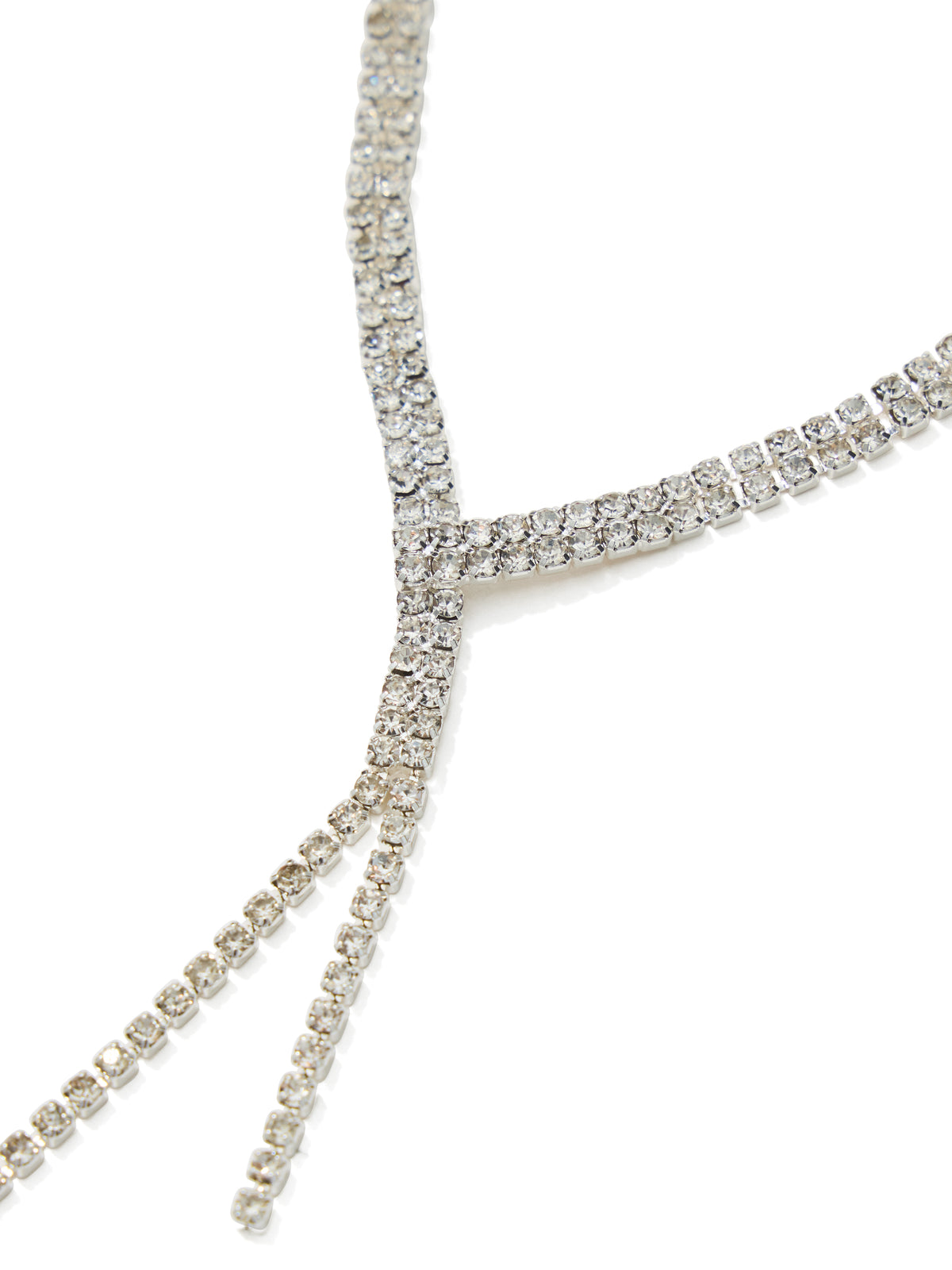 Silver Lariat Cupchain V-Detail Necklace - Close-up of V-Detail - Suzy Shier
