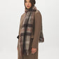 Brown Plaid Brushed Scarf with Fringes - Woman Wearing Cozy Plaid Scarf - Suzy Shier