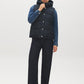 Navy Quilted Puffer Vest with Hood - Front View - Suzy Shier