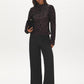 Black Purple Sequin Velvet Top with Mock Neck - Front View - Suzy Shier