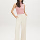 Zephyr Sleeveless Ribbed Funnel Neck Sweater - Woman Wearing Soft Knit Top - Suzy Shier