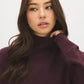 Winetasting Mock Neck Drop Shoulder Sweater - Close-up Collar Detail - Suzy Shier