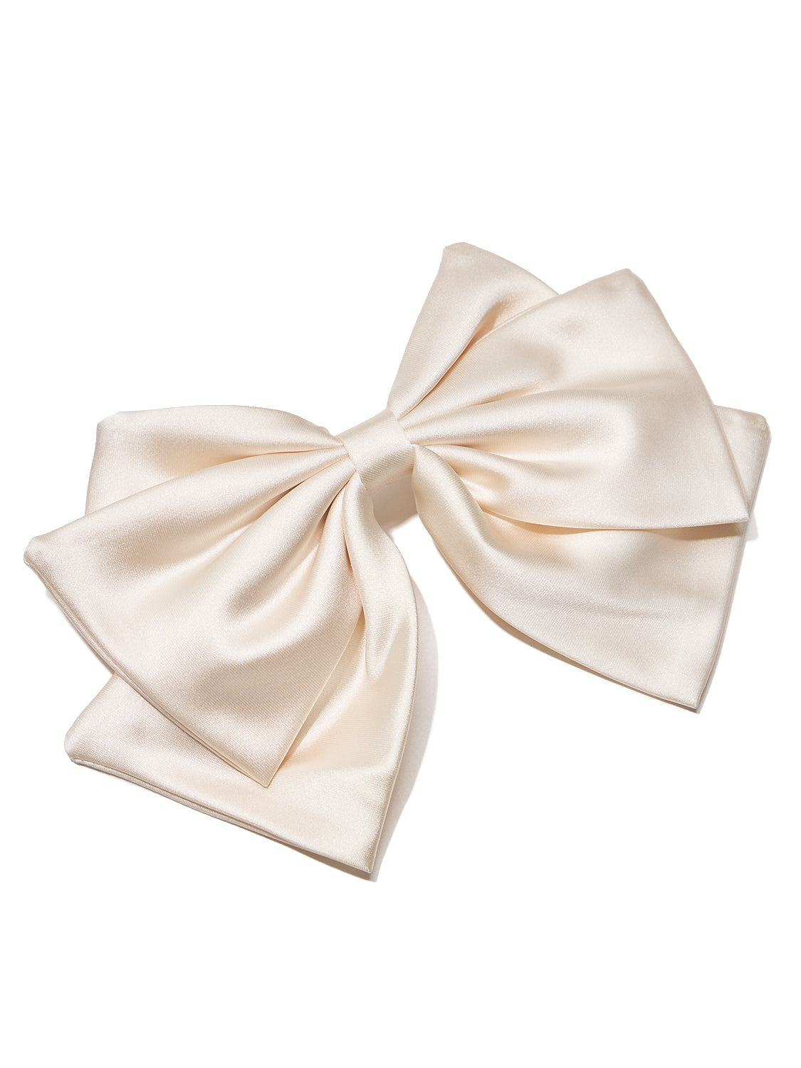 Black Satin Bow Hair Clip - Front View - Suzy Shier