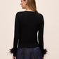Black Feather Cuff Cardigan - Back View - Le Chateau