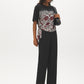 Jet Black Scarf Print Jersey Top - Front View - Suzy Shier