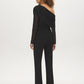 Jet Black Mesh Asymmetrical Cape Top - Back View - Suzy Shier