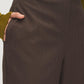 Dark Brown Pull-On Wide-Leg Pants with Belt Loops - Pocket Detail - Suzy Shier