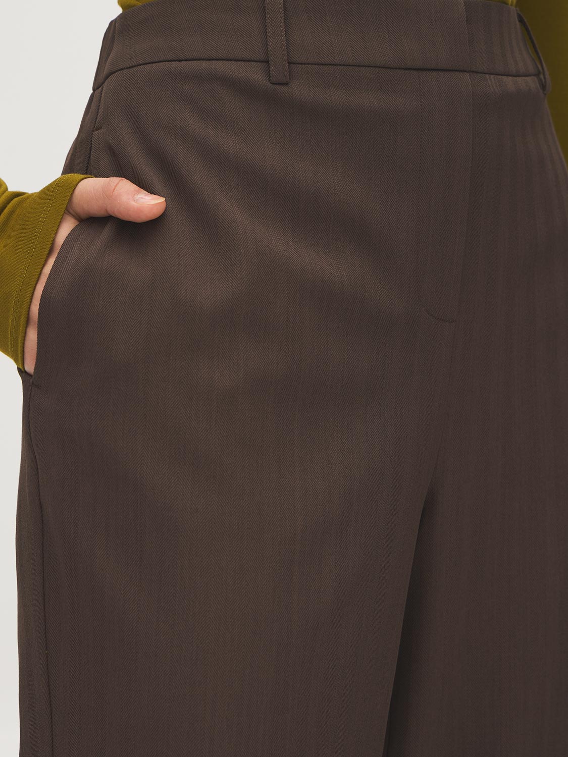 Dark Brown Pull-On Wide-Leg Pants with Belt Loops - Pocket Detail - Suzy Shier