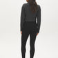 Black Skinny Pull-On Pant with Pewter Side Trim - Back View - Suzy Shier