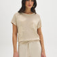 Xenon Blue Knit Crochet Sweater with Dolman Look - Woman Wearing Textured Open Weave Sweater - Suzy Shier