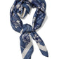 Brown and Light Blue Paisley Silk-Like Scarf - Close-up of Woven Fabric Detail - Suzy Shier