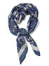 Brown and Light Blue Paisley Silk-Like Scarf - Close-up of Woven Fabric Detail - Suzy Shier