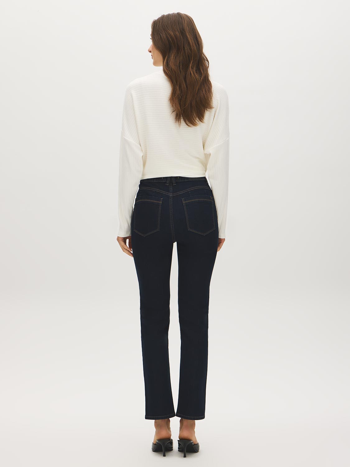 Indigo Rinse High-Rise Slim Leg Denim Pant - Back View - Suzy Shier