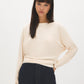 Beige Melange Batwing Sleeve Hacci Knit Top - Woman Wearing Relaxed Fit Top - Suzy Shier