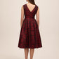 Lipstick Red/Black Jacquard Floral Fit & Flare Dress - Back View - Le Chateau