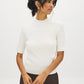Snow White Mock Neck Cable Knit Sweater - Side Profile View - Suzy Shier