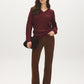 Zinfandel Cable Knit V-Neck Sweater - Front View - Suzy Shier