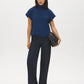 Estate Blue Melange Mock Neck Top - Front View - Suzy Shier