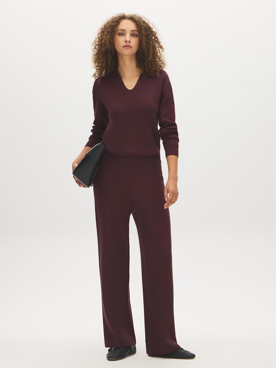 Winetasting Polo Collar Sweater - Woman Wearing Classic Knit Top - Suzy Shier