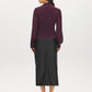 Winetasting V-Neck Scuba Crepe Top with Rhinestone Cuffs - Back View - Suzy Shier