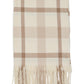 Beige Plaid Soft Brushed Scarf with Fringes - Front View - Suzy Shier