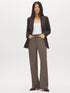 Dark Driftwood Brushed Tencel Straight Leg Pants - Woman Wearing Relaxed Fit Trousers - Suzy Shier