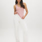 Black Sleeveless Organic Cotton Scoop Neck Tank - Full Body View - Suzy Shier