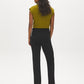 Black Pull-On Straight Leg Pants with Button Tabs - Back View - Suzy Shier