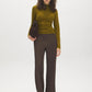 Dark Brown Pull-On Wide-Leg Pants with Belt Loops - Woman Wearing Relaxed Fit Trousers - Suzy Shier