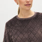 Coffee Diamond Pattern Plush PJ Set - Close-up Fabric Detail - Suzy Shier