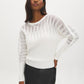 Pearl Mesh Detail Boat Neck Sweater - Woman Wearing Knit Sweater with Dolman Sleeves - Suzy Shier