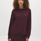 Winetasting Boxy Cowl Neck Fleece Top - Woman Wearing Cozy Knit Top - Suzy Shier