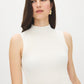 Snow White Sleeveless Rib Knit Sweater - Close-up Neck Detail - Suzy Shier