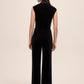 Black Velour Wide Leg Pant with Crystal Buttons - Back View - Le Chateau
