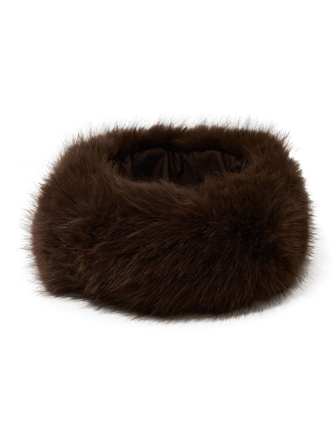 Black Faux Fur Knit Headband - Front View - Suzy Shier