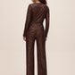Espresso Sequin Wrap Top - Back View - Le Chateau