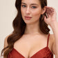 Rust Jacquard Floral Gown with Sweetheart Neckline - Woman Wearing Elegant Evening Dress - Le Chateau