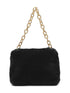 Black Faux Fur Bag with Gold Chain Handle - Woven Evening Accessory - Le Chateau