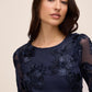Midnight Blue Soutache on Mesh Pop-Over Mini Dress - Close-up Fabric Detail - Le Chateau