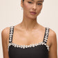 Black Square Neck Bandage Sheath Dress with Jewel Trim - Jewel Trim Detail - Le Chateau