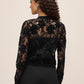 Black Chenille Soutache Lace Cardigan - Back View - Le Chateau