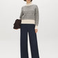 White/Dark Grey Jacquard Mock Neck Sweater - Front View - Suzy Shier